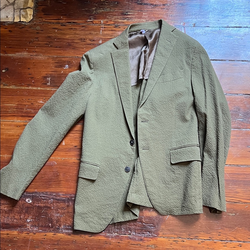 EIDOS Olive Green Textured Blazer